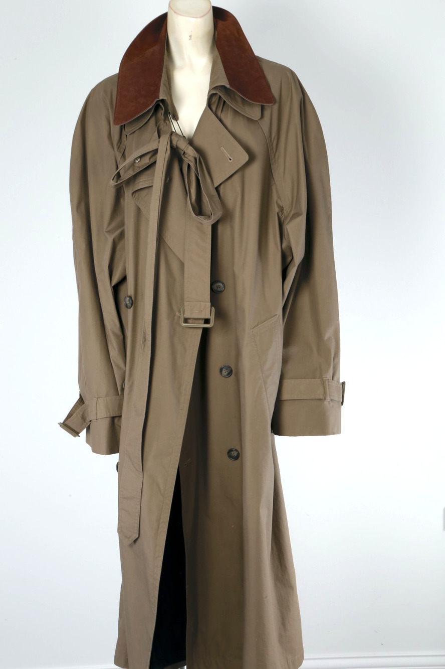 Vintage LONDON FOG Khaki Tan Oversized Trench Coat Removable Collar 2XL Belted